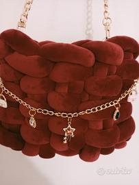 borsa marshmallow in velluto bordeaux 