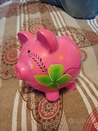 Salvadanaio porcellino Rosa Fiorito
