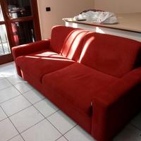 Divano letto in alcantara rosso 