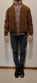 BOMBER IN CAMOSCIO MARRONE TG M - VINTAGE ITALIANO