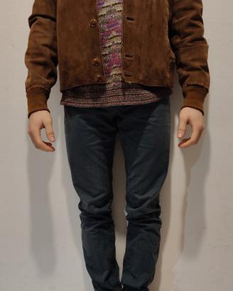 BOMBER IN CAMOSCIO MARRONE TG M - VINTAGE ITALIANO
