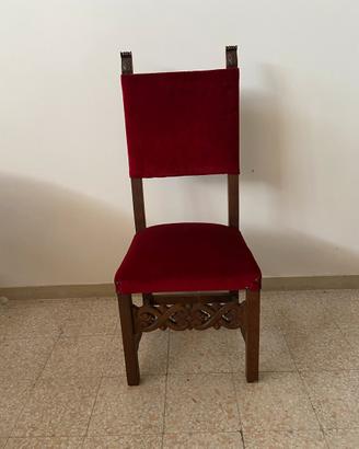 Sedia design in velluto rosso