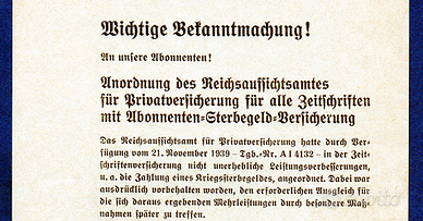 Documento tedesco Germania 3° reich Berlino 1940