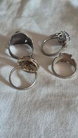4 anelli argento 925  con pietre