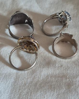 4 anelli argento 925  con pietre