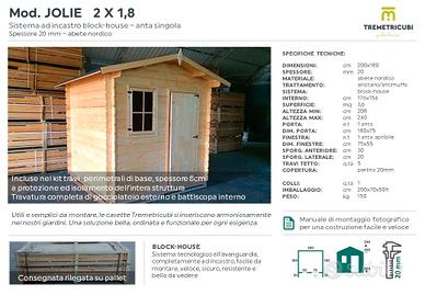 Casetta in legno 2x2 spessore 20mm blokhouse