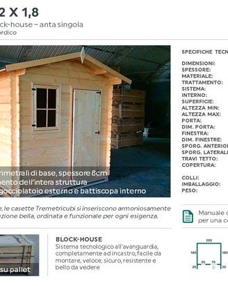 Casetta in legno 2x2 spessore 20mm blokhouse