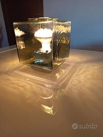 Lampada in vetro vintage design cubo