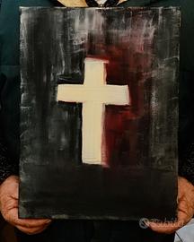 Quadro Croce Cristiana  Dipinto Olio su Tela 30x40