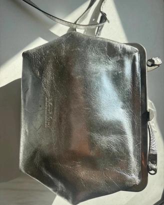 Max Mara pochette argento pelle