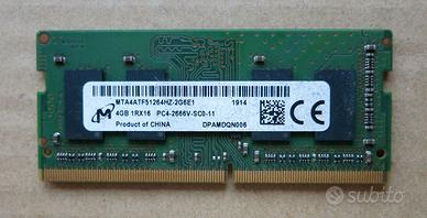 Coppia Sodimm DDR4 4Gb 2666 ideali x Dual Channel