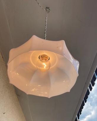 Lampadario vintage in vetro,lavorazione a gonnella