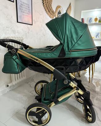 Trio Junama verde smeraldo in ecopelle
