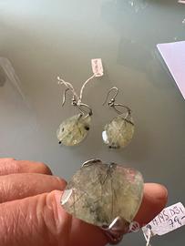 Set orecchini e anello pietra  di prehinite