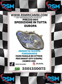 FARO FANALE DX OTTICO PER SMART CITY COUPE CABRIO