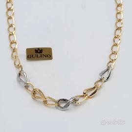 Collana donna in oro giallo e bianco 18 kt D.77