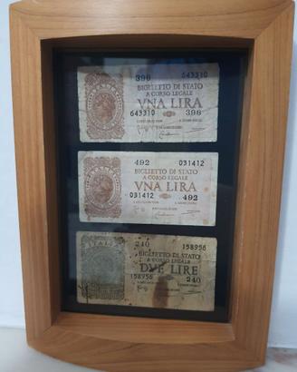Lire Italiane banconote storiche in quadretto