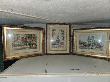 tris quadri stampe francesi originali