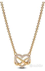 Collana Cuore Infinito Pietre  Placcato in Oro 14k