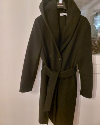 Cappotto donna nero Zara con cintura