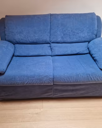 Divano 2 posti in velluto blu sfoderabile