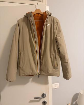 giubbotto k-way double face beige e arancio