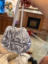 Borsa da cerimonia elegante in raso argento