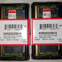 2x RAM DDR4 16Gb Sodimm Kingston 3200Mhz DDR 4 16