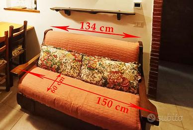 Divano Letto + Poltrona Letto Legno Massello noce