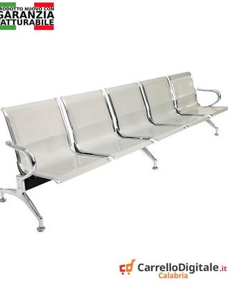 Sedie da attesa in acciaio – NUOVE – 5 posti