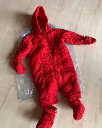 Tuta da sci intera unisex bambino/bambina rosso