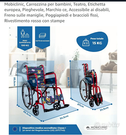 Carrozzina-sedia a rotelle per bambini
