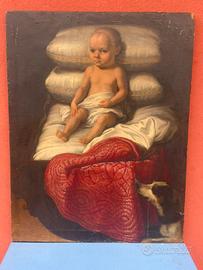 Antico Dipinto bambino Fiammingo XVII secolo