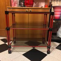 Scaffale con ripiani in vetro vintage