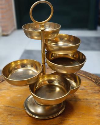 Supporto vintage in ottone a 6 ciotole Christine