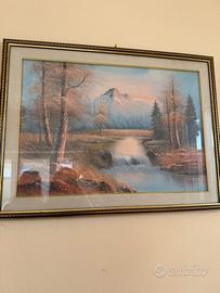 Quadro paesaggio montano cornice vintage