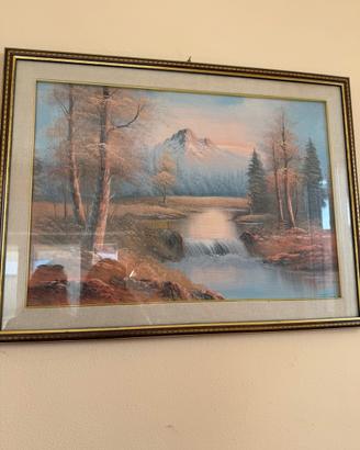 Quadro paesaggio montano cornice vintage