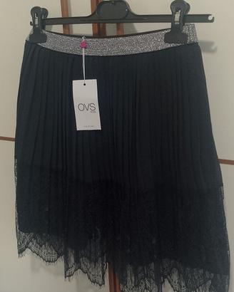 gonna blu scuro in voile e pizzo