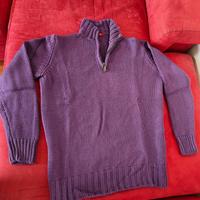 maglione viola pura lana merino ragno sport L/XL