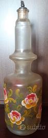 Bottiglia in vetro satinato decorata Tirolese