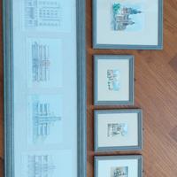 Quadri 6 pz. con acquarelli e altro