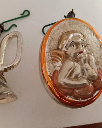 2 decorazioni albero di Natale in vetro tromba e a