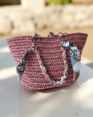 Borsa uncinetto rosa