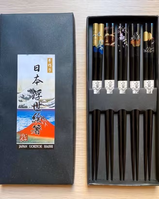 Set di bacchette giapponesi artigianali Ukiyo-e