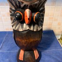 Gufo civetta in legno lavorazione artigianale