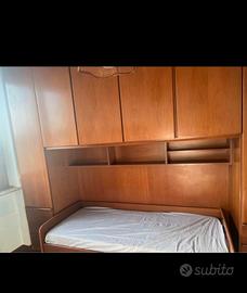 Letto a ponte in ciliegio massello con 2 letti