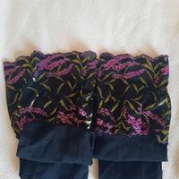 Autoreggenti nere, con balza ricamata, taglia II