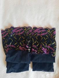 Autoreggenti nere, con balza ricamata, taglia II