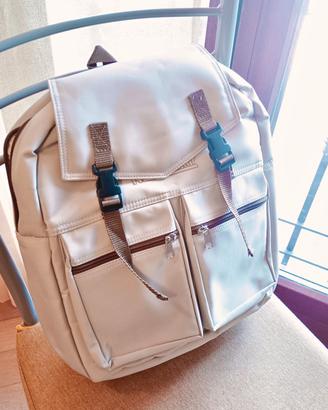 Zaino donna beige in tessuto leggero e robusto