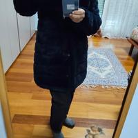 cappottino double face colore blu  con cappuccio 